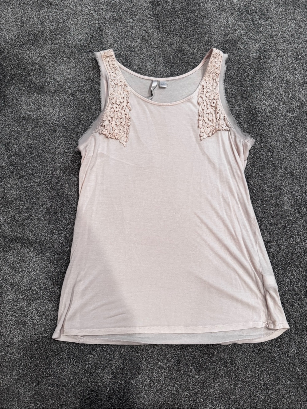 LC Lauren Conrad Lace Yoke Sleeveless Tank - Light Blush